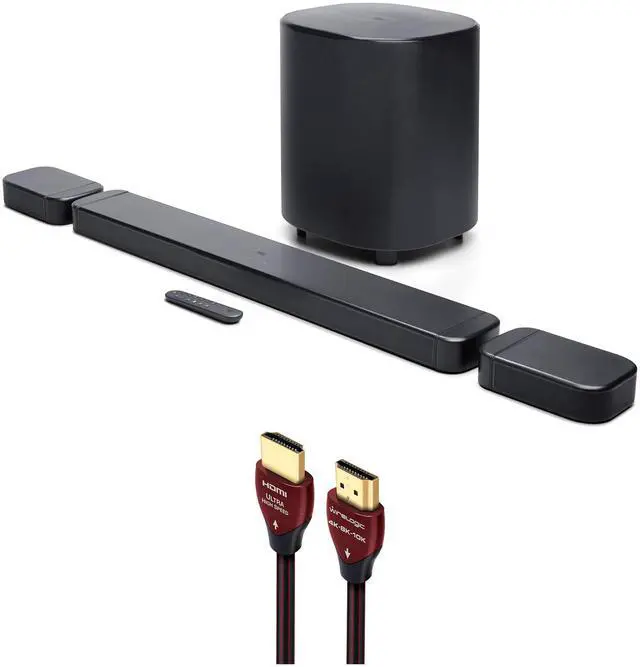 Main image of JBL BAR-700-MK2 Surround Sound 4K Dolby Atmos Passthrough Soundbar with a WireLogic Ruby 8ft Ultra High Speed 4K-8K-10K HDMI Cable (2025)