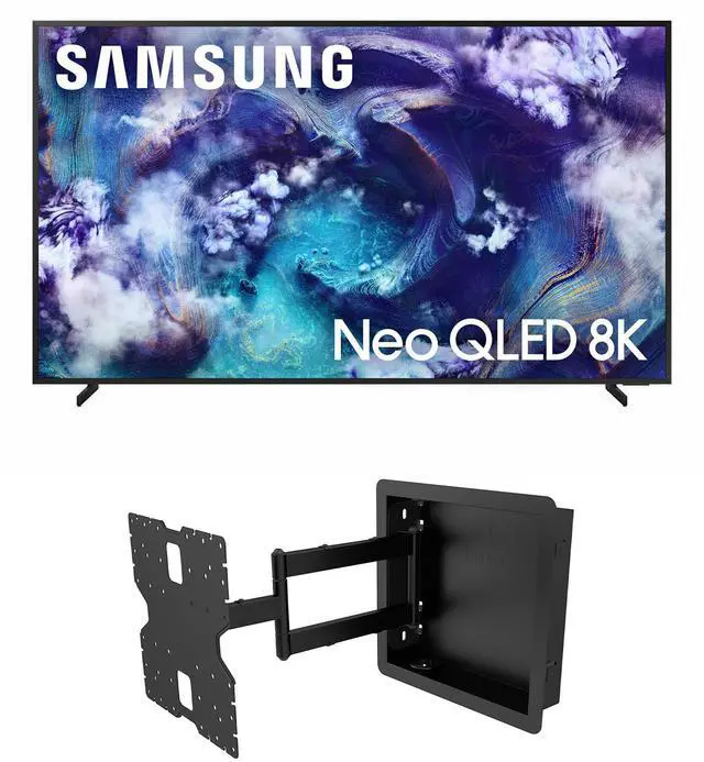 Main image of Samsung QN65QN900FFXZA 65 Inch Neo Quantum HDR 8K Pro QLED Smart TV with a Kanto R400 Recessed In-wall Full Motion Articulating Mount (2025)