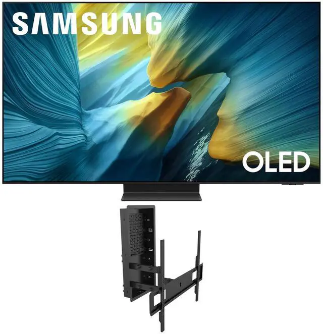 Main image of Samsung QN77S95FAFXZA 77 Inch OLED HDR Pro 4K Smart TV with a Kanto R600 In-Wall Recessed Full Motion Wall Mount (2025)