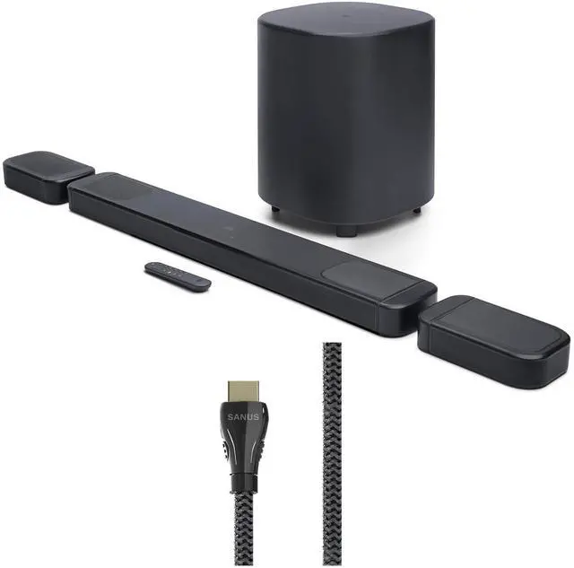 Main image of JBL BAR-1000-MK2 Surround Sound 4K Dolby Atmos and DTS Soundbar with a Sanus SAC-21HDMI2 2m HDMI Cable (2025)