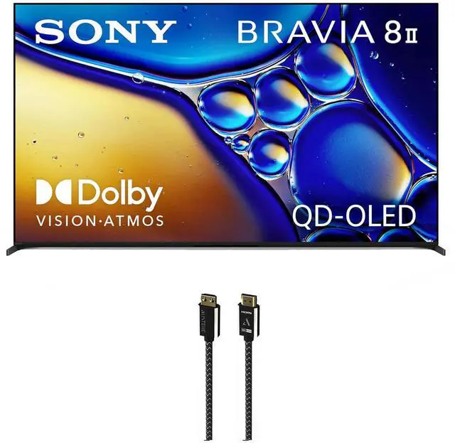 Main image of Sony K55XR80M2 55 Inch Bravia 8 QD-OLED 4K HDR Google TV with an Austere 7S-8KHD2-2.5M VII Series 2.5m Premium Braided 8K HDMI Cable (2025)