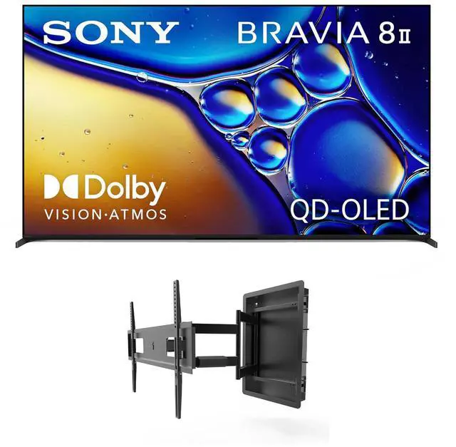 Main image of Sony K65XR80M2 65 Inch Bravia 8 QD-OLED 4K HDR Google TV with a Kanto R500 Recessed Ultra-Low Profile Full-Motion Mount (2025)