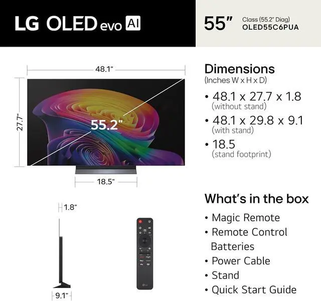 Alt view image 3 of 7 - LG OLED65C6PUA 65 Inch Class OLED AI C6 4K Smart TV with 2 Year Amber Protection Plan (2026)