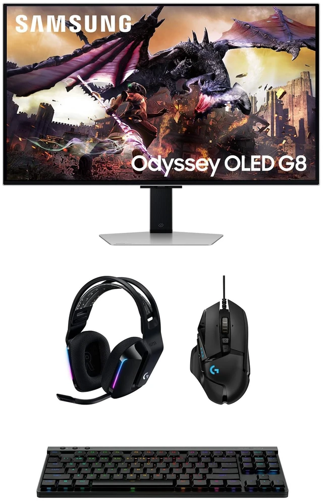 Main image of Samsung 32DG8 32" Odyssey G80SD 4k UHD Smart Gaming Monitor with G733 Headset, G515 Keyboard, and G502 Mouse (2024)