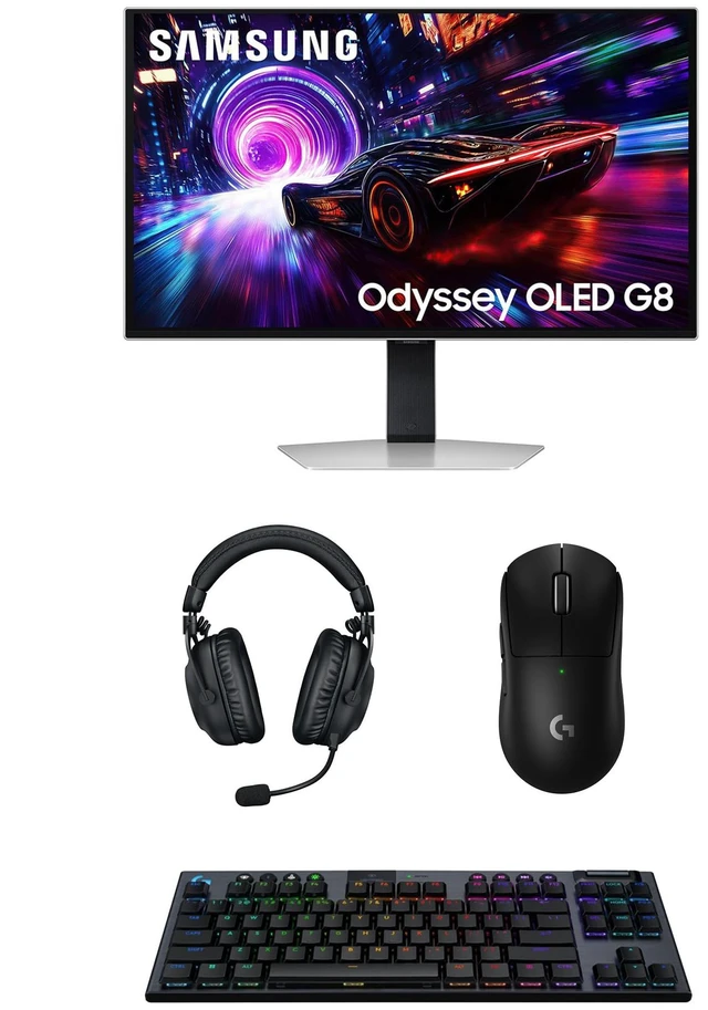 Main image of Samsung LS27FG810SNXZA 27" G91SD Odyssey OLED 4K 240Hz Gaming Monitor with PRO-X-2-LIGHTSPEED Headset, G915 Keyboard, and PRO-X-2-SUPERLIGHT Mouse (2025)