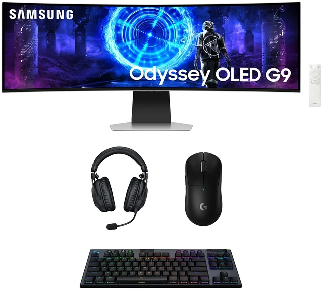 Main image of Samsung LS49DG956SNXGO 49" G95SD Odyssey OLED Curved Gaming Monitor with PRO-X-2-LIGHTSPEED Headset, G915 Keyboard, and PRO-X-2-SUPERLIGHT Mouse (2024)