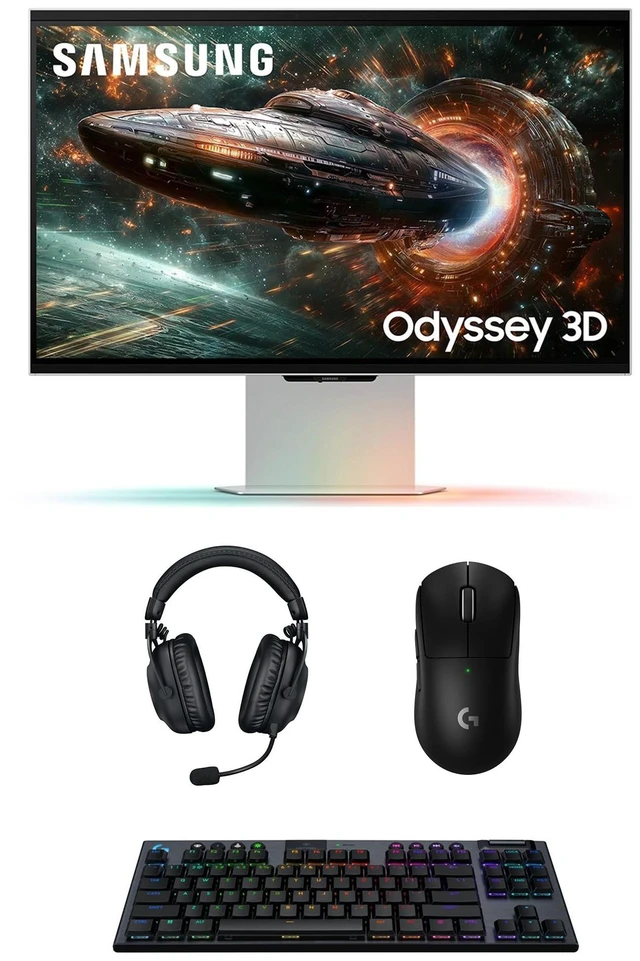 Main image of Samsung LS27FG900XNXZA G90XF 27" Odyssey 3D 4K 165Hz Gaming Monitor with PRO-X-2-LIGHTSPEED Headset, G915 Keyboard, and PRO-X-2-SUPERLIGHT Mouse (2025)