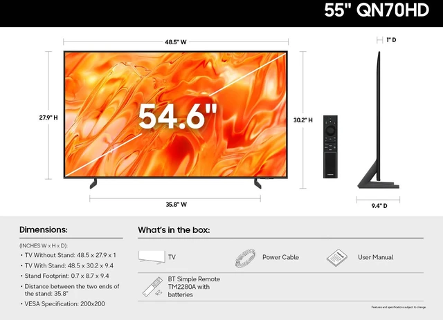 Alt view image 5 of 7 - Samsung QN55QN70HDFXZA 55" Neo QLED Mini LED 4K UHD Smart Tizen TV (2026)