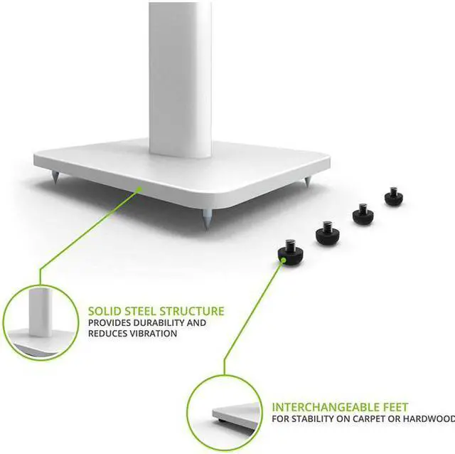 Alt view image 7 of 7 - Kanto YU4WALNUT 140W Bookshelf Speakers with Bluetooth - Walnut (Pair) with Kanto SP26PLW 26" Fixed-Height Stands for Bookshelf Speakers - White (Pair) (2022)