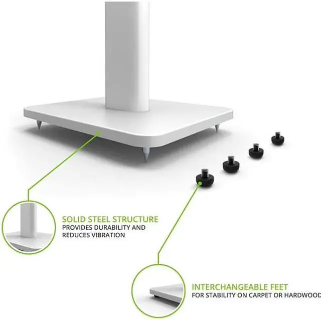 Alt view image 7 of 7 - Kanto YU4MB 140W Bookshelf Speakers with Bluetooth - Matte Black (Pair) with Kanto SP26PLW 26" Fixed-Height Stands for Bookshelf Speakers - White (Pair) (2022)