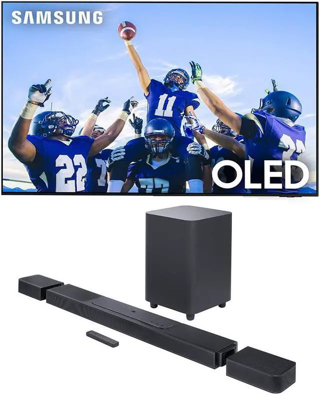 Main image of Samsung QN77S95CAFXZA 77" Ultra Slim 4K Quantum HDR OLED Smart TV with a JBL BAR-1300X 11.1.4ch Soundbar and Subwoofer with Surround Speakers (2023)