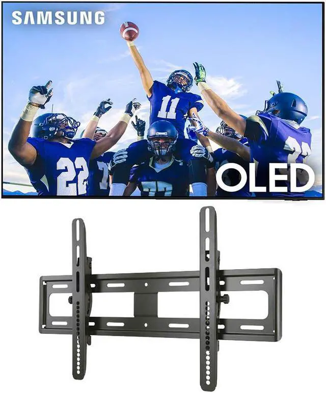 Main image of Samsung QN77S95CAFXZA 77" Ultra Slim 4K Quantum HDR OLED Smart TV with a Sanus VMPL50A-B1 Tilting Wall Mount for 32"-85" Flat Screen TVs (2023)