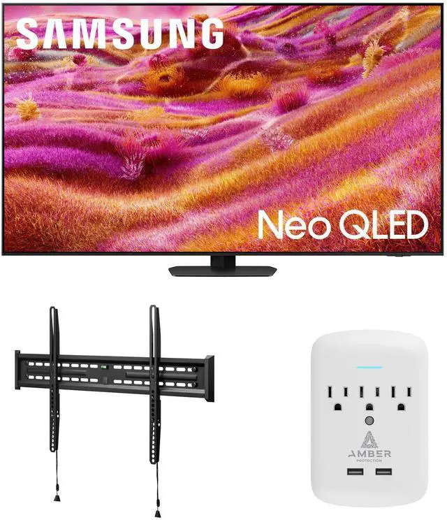 Main image of Samsung QN65QN90FAFXZA 65 Inch Neo QLED 4K QN90F Vision AI Smart TV with a Walts TV FIXED-MOUNT-43-90 TV Mount for 43"-98" TVs and Amber Protection 3-OUTLET-SURGE Surge Protector (2025)