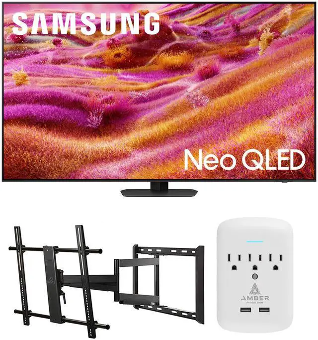 Main image of Samsung QN85QN90FAFXZA 85 Inch Neo QLED 4K QN90F Vision AI Smart TV with a Walts TV Large/Extra Large Full Motion Mount for 43"-90" TVs and Amber Protection 3-OUTLET-SURGE Surge Protector (2025)