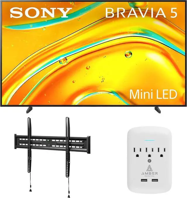 Main image of Sony K98XR50 98 Inch Bravia Mini LED 4K HDR Google TV with a Walts FIXED-MOUNT-43-90 TV Mount for 43"-98" TVs and Amber Protection 3-OUTLET-SURGE Surge Protector (2025)