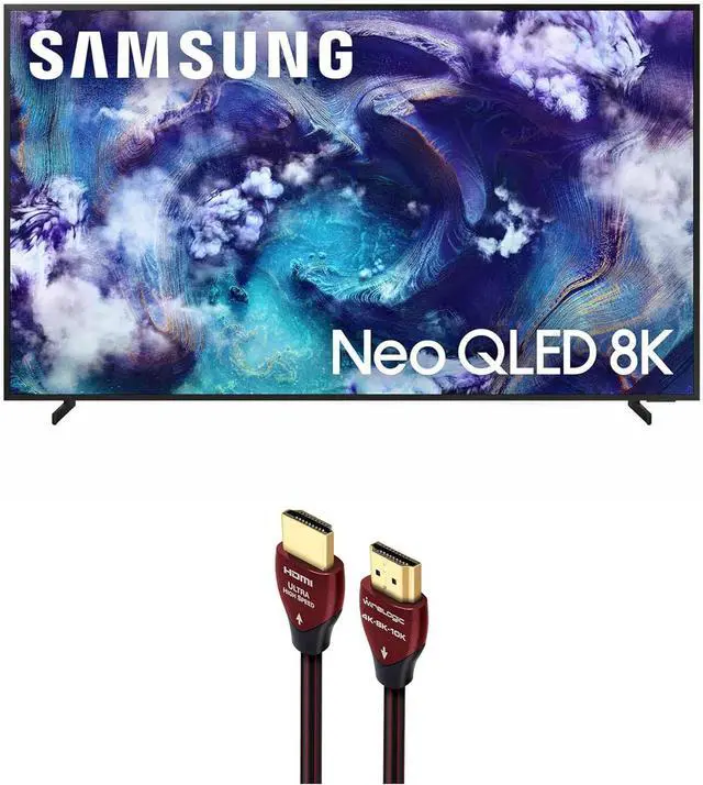 Main image of Samsung QN85QN900FFXZA 85 Inch Neo Quantum HDR 8K Pro QLED Smart TV with a WireLogic Ruby 8ft Ultra High Speed 4K-8K-10K HDMI Cable (2025)