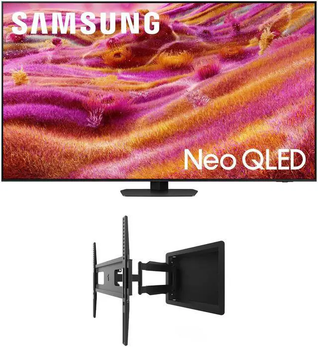 Main image of Samsung QN55QN90FAFXZA 55 Inch Neo QLED 4K QN90F Vision AI Smart TV with a Kanto R300 Recessed Low Profile Full Motion Wall Mount (2025)