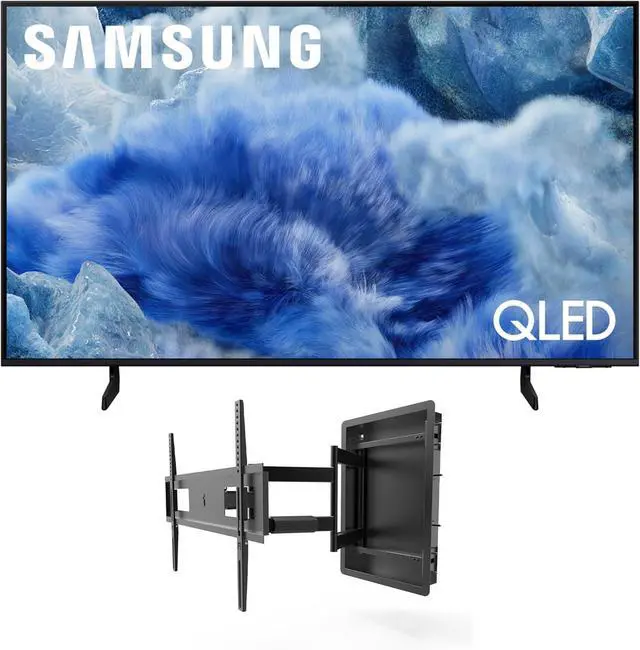 Main image of Samsung QN50Q8FAAFXZA 50 Inch Class QLED Q8F 4K Vision AI Smart TV with a Kanto R500 Recessed Ultra-Low Profile Full-Motion Mount (2025)
