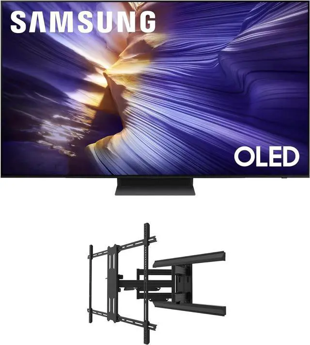 Main image of Samsung QN55S90FAFXZA 55 Inch 4K OLED Smart TV with a Kanto PMX800 Full Motion Dual Stud Mount (2025)