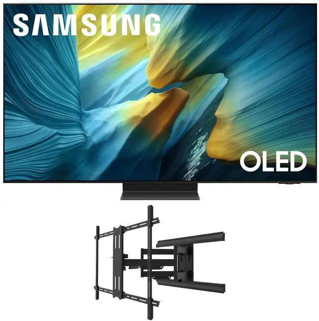 Main image of Samsung QN55S95FAFXZA 55 Inch OLED HDR Pro 4K Smart TV with a Kanto PMX800 Full Motion Dual Stud Mount (2025)