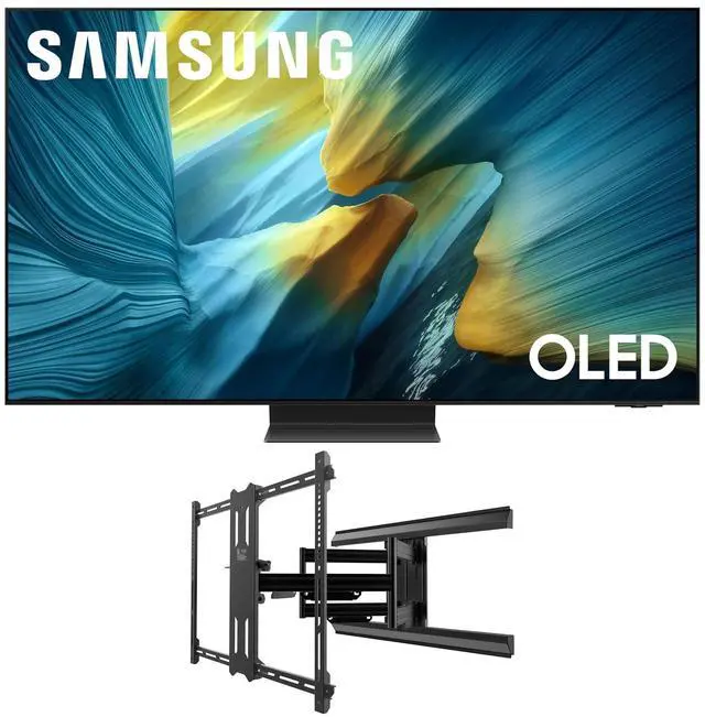 Main image of Samsung QN55S95FAFXZA 55 Inch OLED HDR Pro 4K Smart TV with a Kanto PMX700 Pro Series Full Motion Dual Stud Mount (2025)