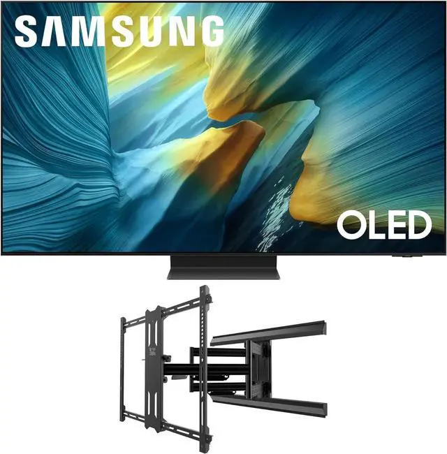Main image of Samsung QN65S95FAFXZA 65 Inch OLED HDR Pro 4K Smart TV with a Kanto PMX700 Pro Series Full Motion Dual Stud Mount (2025)