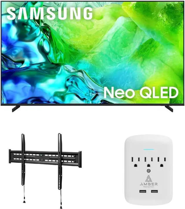 Main image of Samsung QN55QN80H TV with FIXED-MOUNT-43-90 and 3-OUTLET-SURGE (2026)