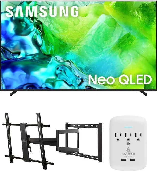 Main image of Samsung QN55QN80H TV with FULL-MOTION-MOUNT-43-90 and 3-OUTLET-SURGE (2026)