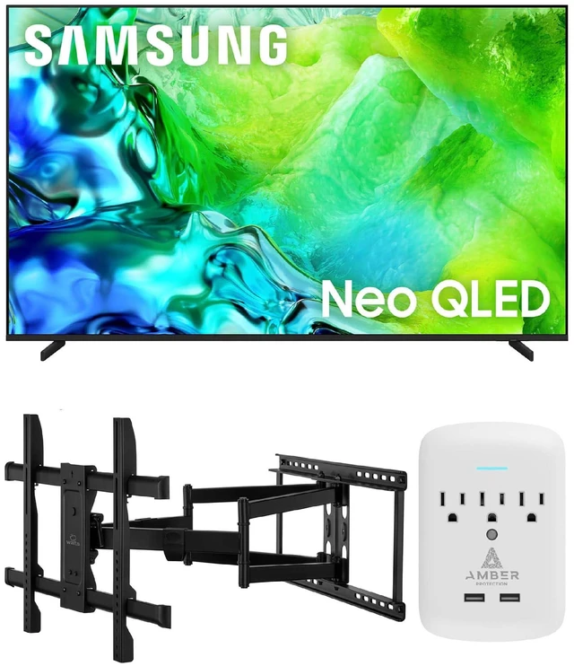 Main image of Samsung QN55QN80H TV with XL-FULL-MOTION-MOUNT and 3-OUTLET-SURGE (2026)