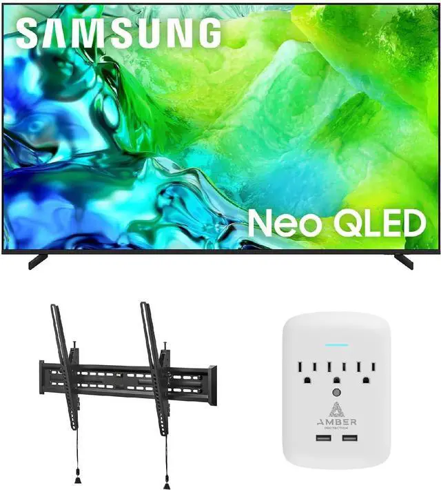 Main image of Samsung QN55QN80H TV with TILT-MOUNT-43-90 and 3-OUTLET-SURGE (2026)