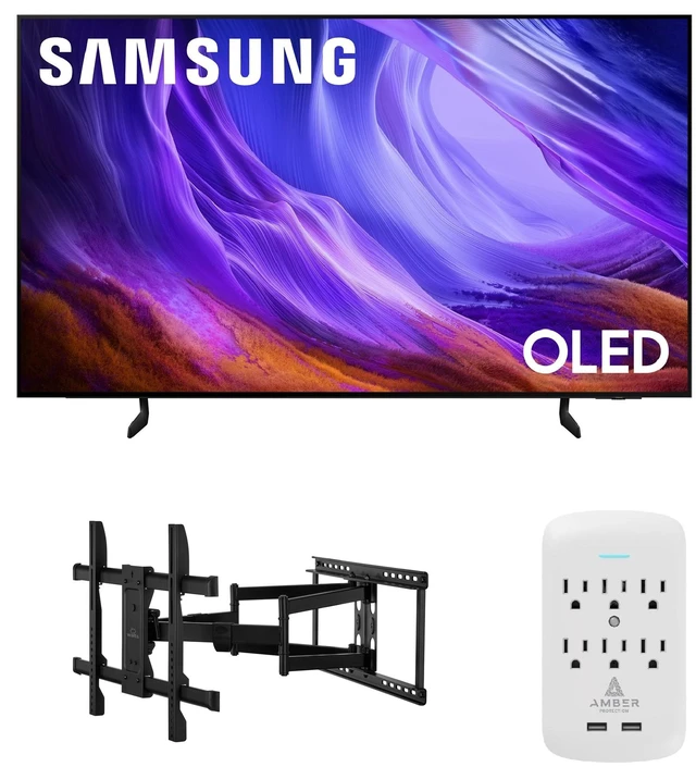 Main image of Samsung QN65S85HAEXZA 65" 4K OLED Smart TV with Dolby Atmos with a Walts TV XL-FULL-MOTION-MOUNT for 43 -90" Compatible TVs and an Amber Protection 6-OUTLET-SURGE Surge Protector (2026)