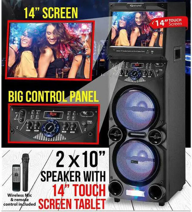 Alt view image 2 of 10 - Supersonic IQ-5910DJWK 2 x 10" WiFi Karaoke Speaker System +14" Tablet  +USB/SD/AUX +Mic and Remote Control