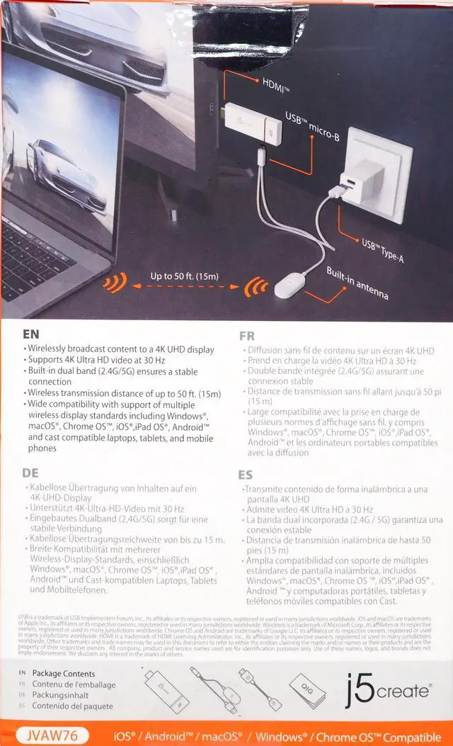 Alt view image 3 of 6 - 5create ScreenCast 4K HDMI Wireless Display White JVAW76