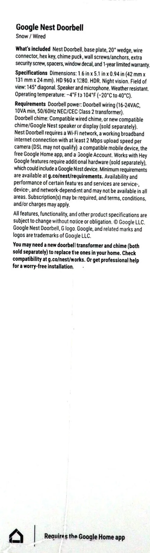Alt view image 5 of 12 - Google Nest Nest Doorbell Wired Snow (2nd Generation)