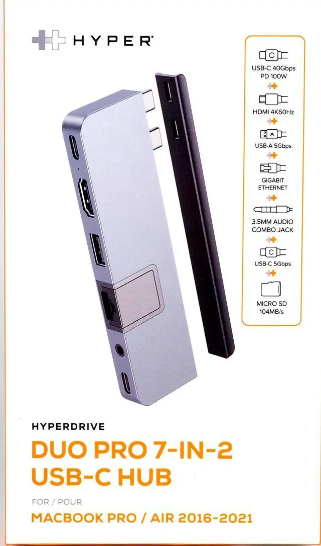 Main image of HyperDrive DUO PRO is a 7-port designed for MacBook Pro 2016 or later & MacBook Air 2018 or later HD575