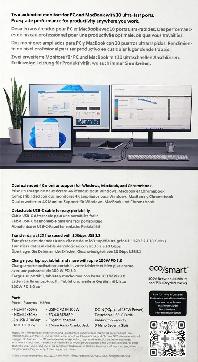 Alt view image 3 of 8 - Hyper HyperDrive Next 10 Port Business Class USB-C Dock Midnight Blue HD7001GL