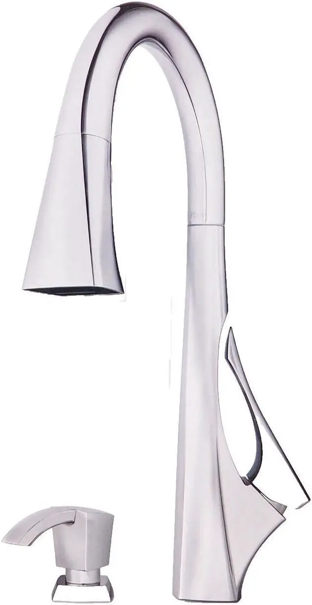Main image of Pfister Venturi Kitchen Faucet with Pull Down Sprayer and Soap Dispenser, Single Handle, High Arc, Stainless Polished Chrome Finish, F5297VNC