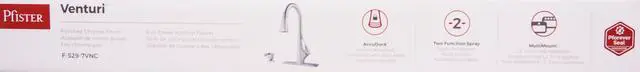 Alt view image 5 of 9 - Pfister Venturi Kitchen Faucet with Pull Down Sprayer and Soap Dispenser, Single Handle, High Arc, Stainless Polished Chrome Finish, F5297VNC