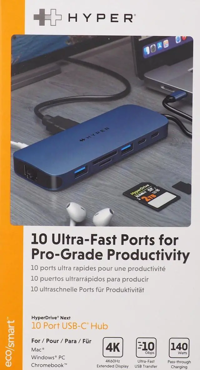 Alt view image 3 of 5 - Hyper HyperDrive Next 10 Port USB-C Hub Portable Travel Essentials HD4005GL 90