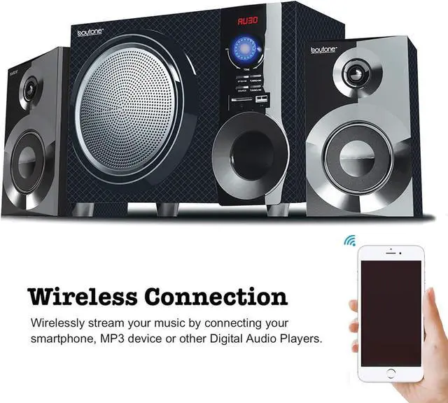 Alt view image 3 of 3 - Boytone BT-215FD Powerful Wireless Bluetooth Home Speaker System  Bass System FM Radio, Remote Control, Aux-In