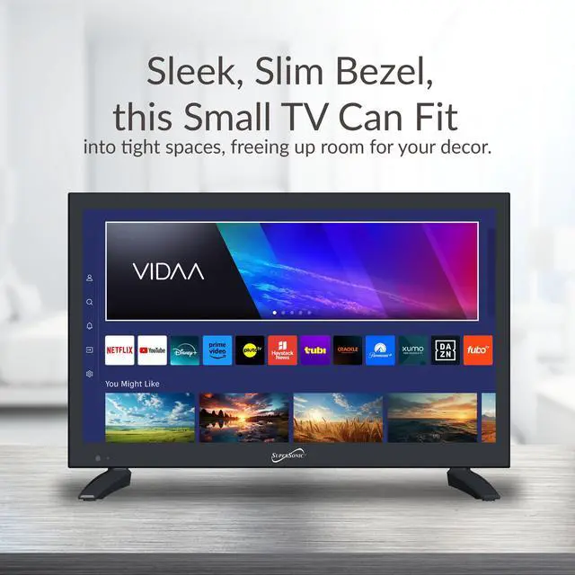 Alt view image 4 of 7 - Supersonic 18.5 inch Smart AC/DC LED TV 1080p, WiFi, Built-in Speakers, 3X HDMI Remote SC-1920VTV