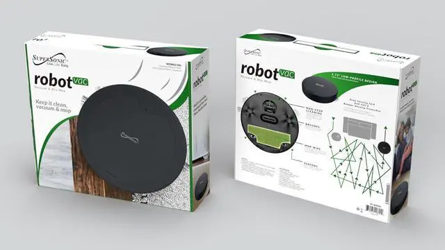 Alt view image 7 of 14 - Supersonic Robot Vac Vacuum and Dry Mop, Quiet w 120 Minutes of Cleaning Time SC-820SV