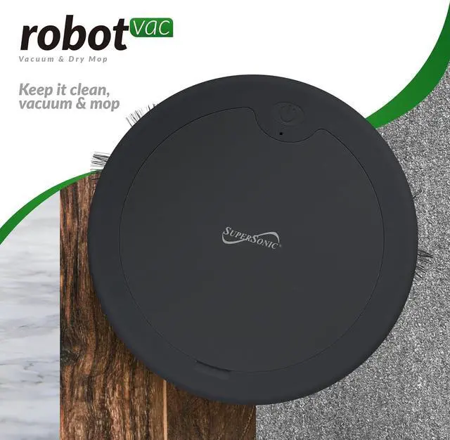 Alt view image 2 of 14 - Supersonic Robot Vac Vacuum and Dry Mop, Quiet w 120 Minutes of Cleaning Time SC-820SV