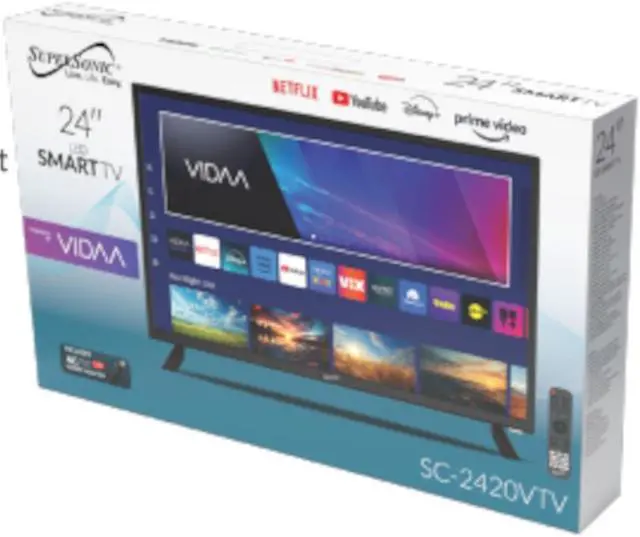 Alt view image 6 of 12 - Supersonic SC-2420VTV 24-inch Smart AC/DC LED TV, Powered by VIDAA, 1080p, WiFi, Built-in Speakers, USB, 3X HDMI ARC