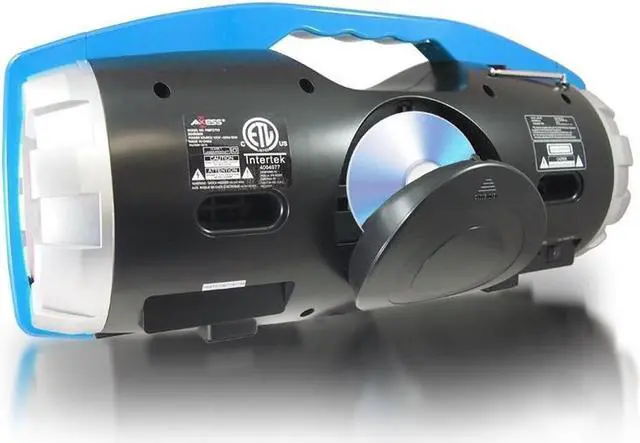 Alt view image 2 of 4 - AXESS PBBT2709BL Portable Bluetooth FM Radio/CD/MP3/USB/SD Heavy Bass Boombox (Blue)