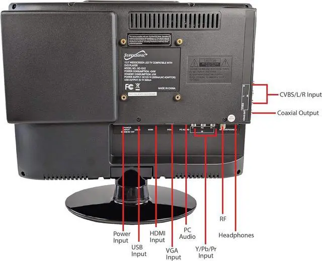 Alt view image 2 of 6 - Supersonic 13.3-Inch 1080p LED Widescreen AC/DC HDTV w/ Built-in DVD Player