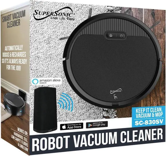 Alt view image 8 of 14 - Supersonic SC-830SV Smart Robot Vacuum Cleaner with Gyroscope Technology, WiFi/App Control, Alexa Compatibility, Ultra-Quiet Operation, Multiple Cleaning Modes, HEPA Filter