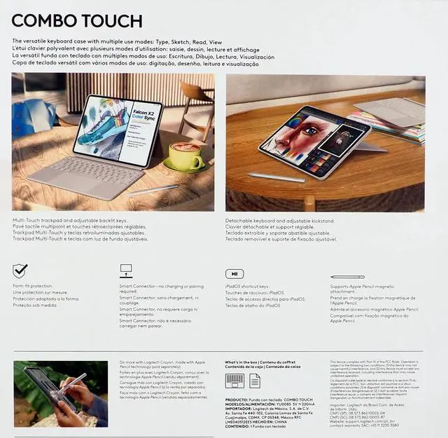 Alt view image 4 of 11 - Logitech Combo Touch for iPad Pro 13-inch (M4, 2024) Keyboard Case with Trackpad 920-013280- Sand