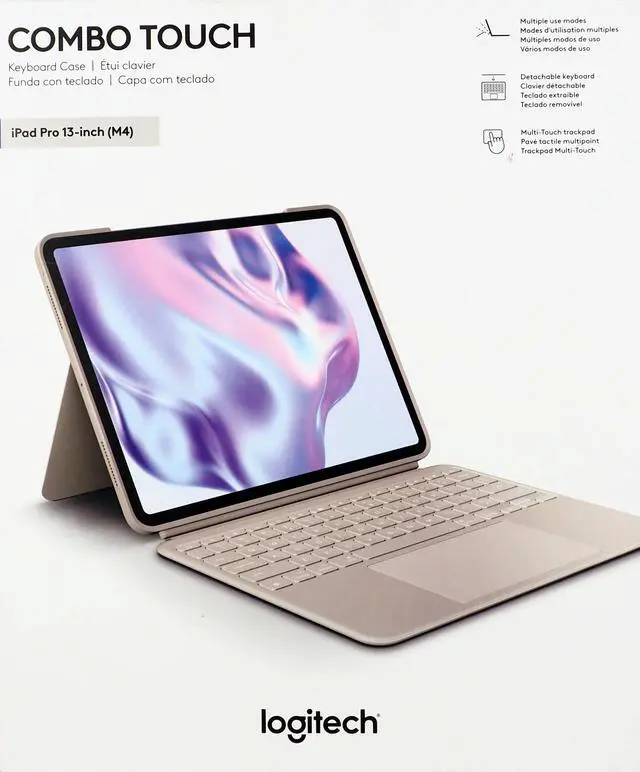 Alt view image 2 of 11 - Logitech Combo Touch for iPad Pro 13-inch (M4, 2024) Keyboard Case with Trackpad 920-013280- Sand