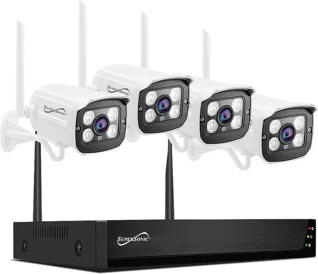 Main image of Supersonic SC-5004NVR-Kit 4CH 1080P WiFi Security Camera System, 1TB HDD, 2-Way Audio, Night Vision, Waterproof